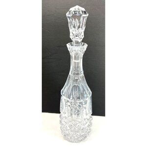 Vintage Crystal Cut Glass Decanter With Stopper 13" Tall Elegant Design For Whis